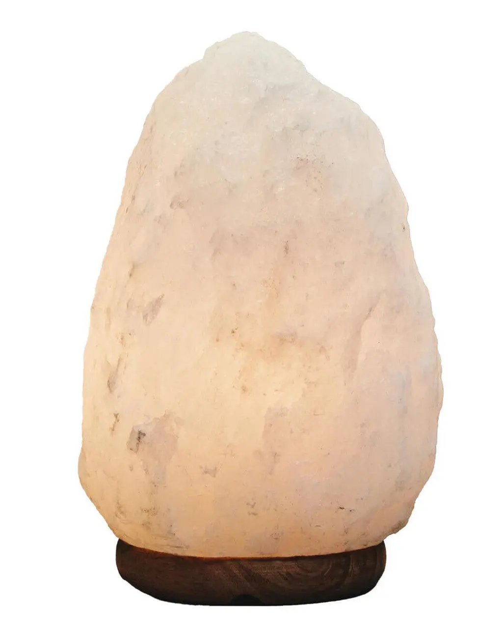 Nepal White Natural Salt Lamp On Wood Base With Warm Relaxing Glow - Image 3